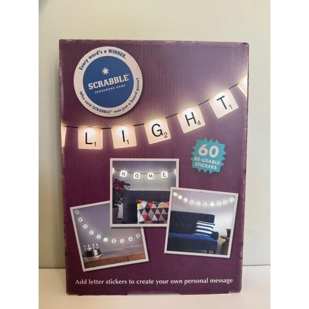 Paladone Scrabble Customizable Letter Tiles String Light Set New in Box
